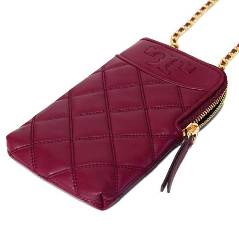 【TORY BURCH】絎縫手機鍊包-酒紅色-2