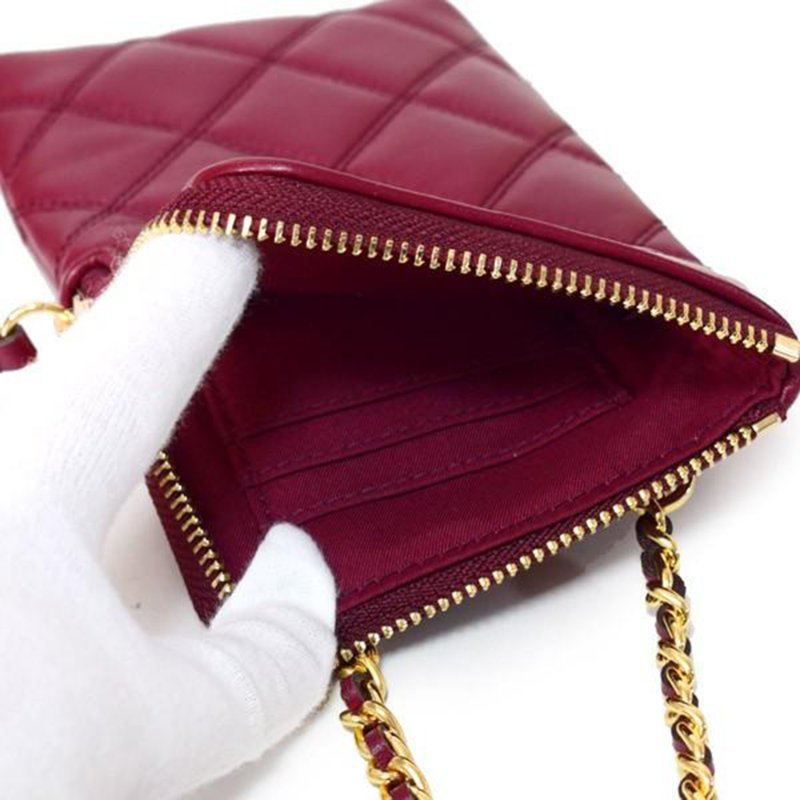 【TORY BURCH】絎縫手機鍊包-酒紅色-3