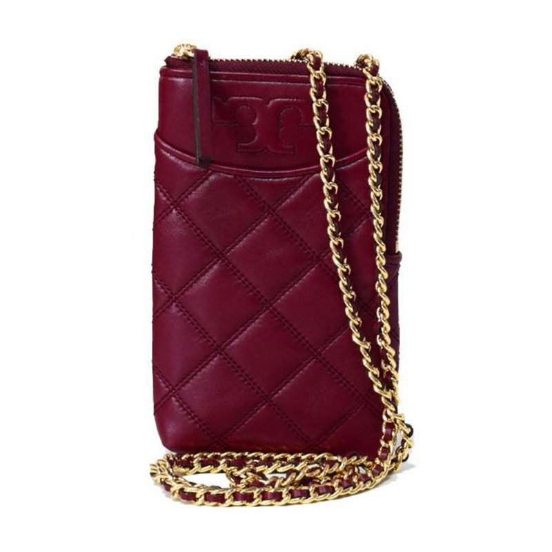 【TORY BURCH】絎縫手機鍊包-酒紅色-4