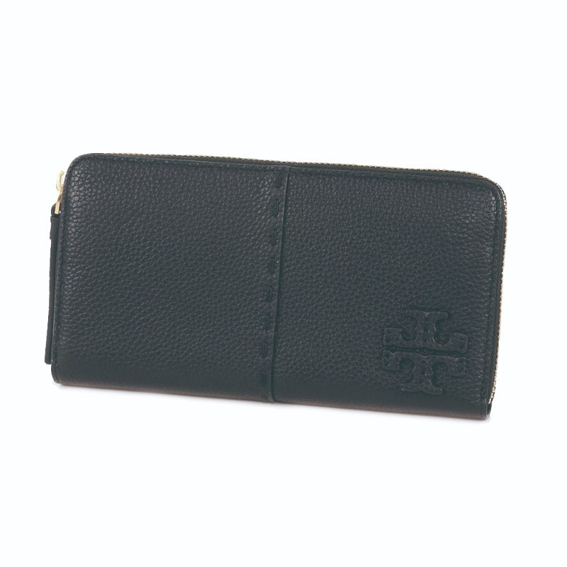 【TORY BURCH】縫線ㄇ型拉鍊長夾-黑-3