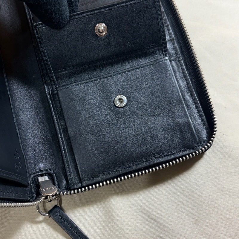 🔥實用首選 Gucci 古馳 滿版老花牛皮壓紋 拉鏈16卡零錢袋長夾-4