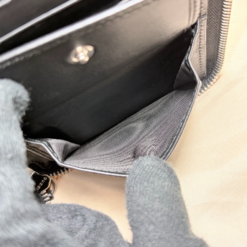 🔥實用首選 Gucci 古馳 滿版老花牛皮壓紋 拉鏈16卡零錢袋長夾-5