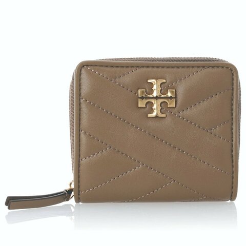 【TORY BURCH】質感皮革短夾-沙褐色