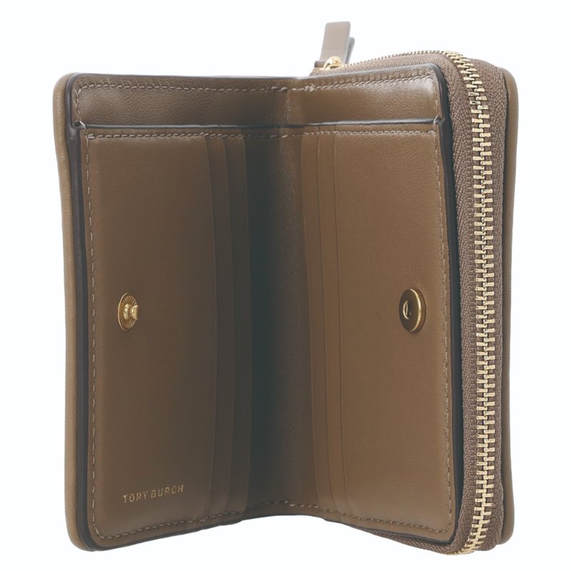 【TORY BURCH】質感皮革短夾-沙褐色-1