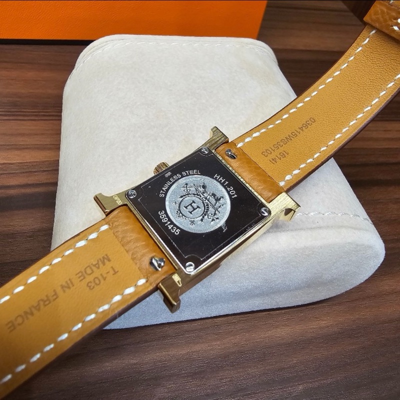 HERMÈS 金棕金 石英腕錶-11