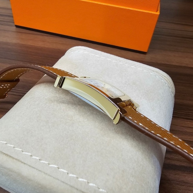 HERMÈS 金棕金 石英腕錶-12
