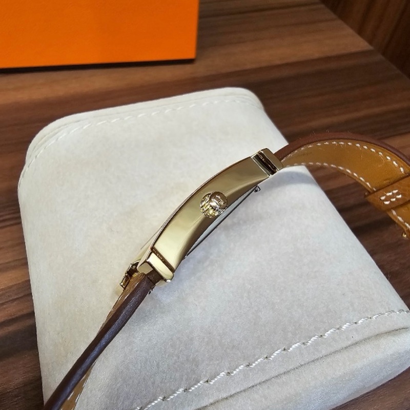 HERMÈS 金棕金 石英腕錶-13