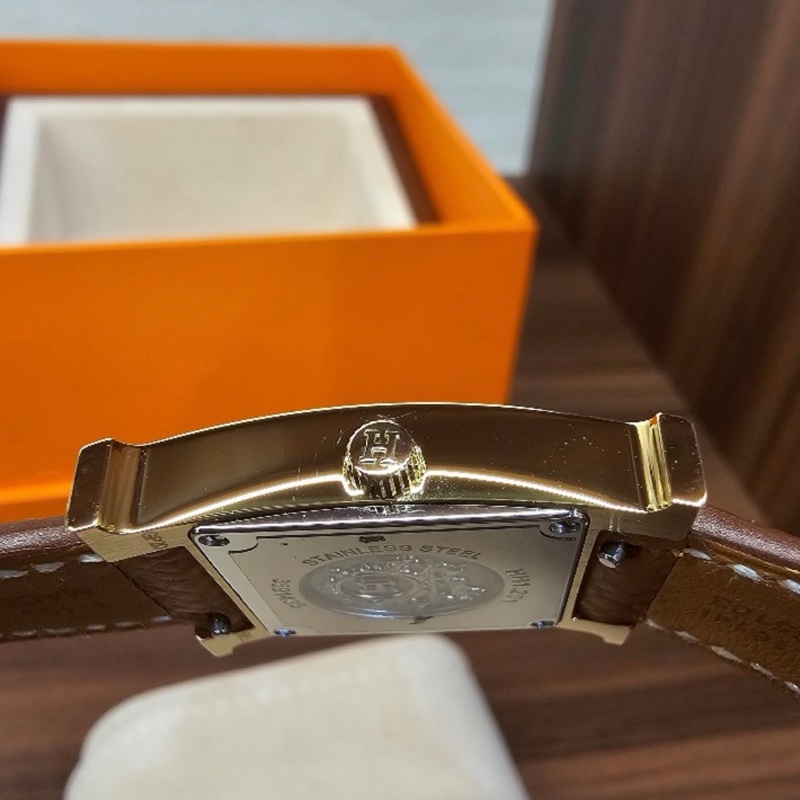 HERMÈS 金棕金 石英腕錶-14