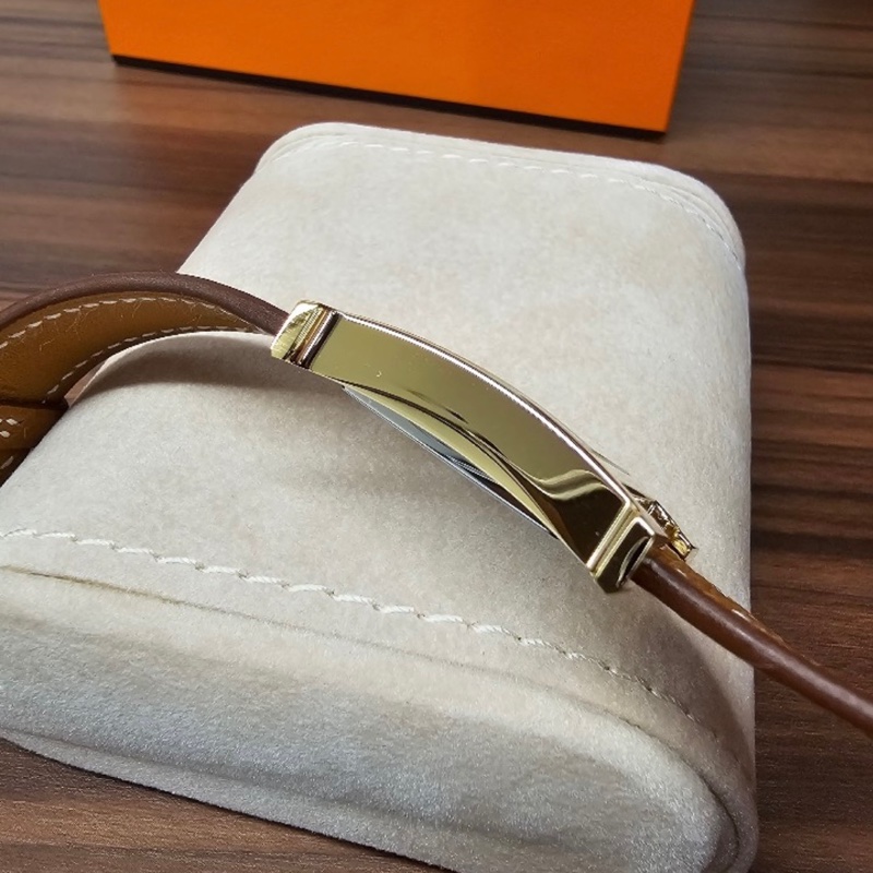 HERMÈS 金棕金 石英腕錶-15