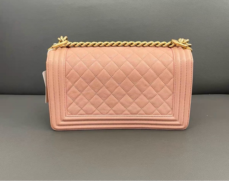 【96新 ✨ 全網最低價!】❤Chanel Leboy 荔枝皮 淡粉色金扣 中號️-3