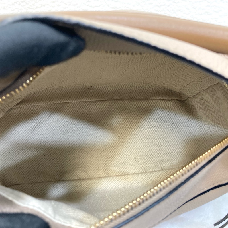 絕版羅意威幾何包LOEWE沙色拼棕牛皮Puzzle小號手提側背包-10