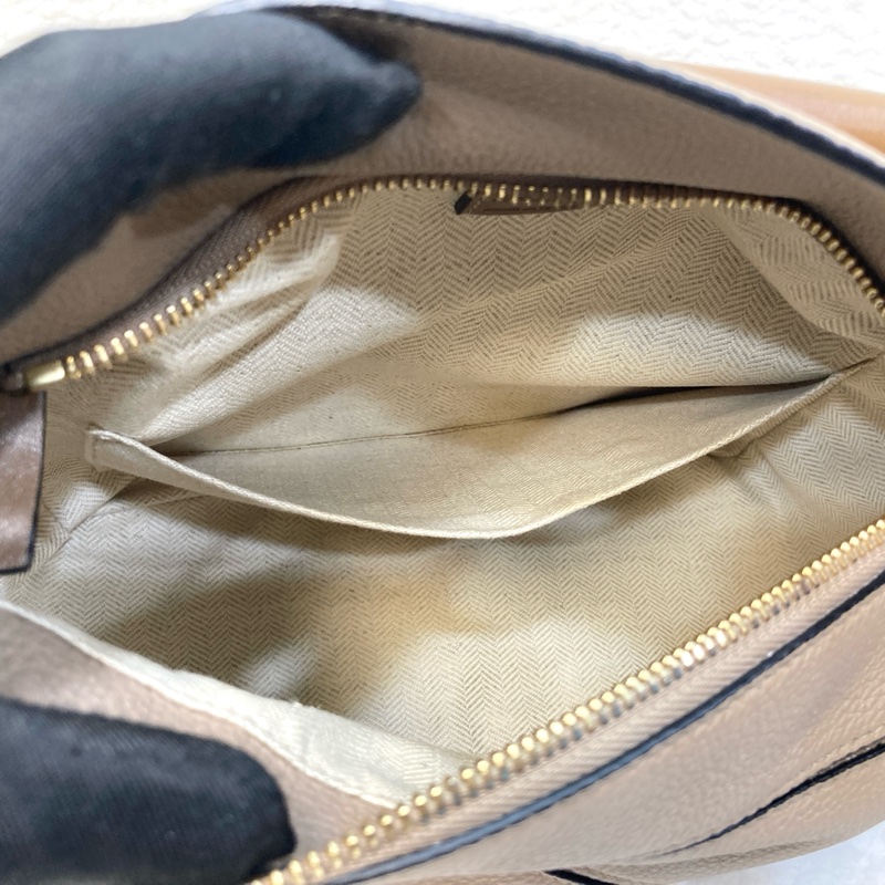 絕版羅意威幾何包LOEWE沙色拼棕牛皮Puzzle小號手提側背包-11