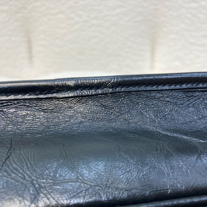 聖羅蘭迷你Niki YSL黑銀揉製牛皮NIKI CHAIN WALLET  5831030EN04-15