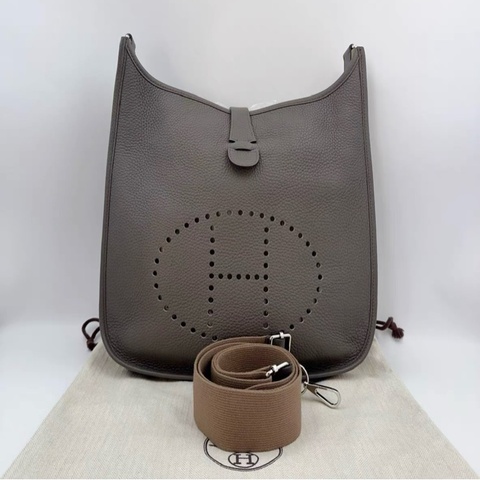 99新 Z刻 HERMES 愛馬仕 積雨雲灰 Evelyne 29銀扣
