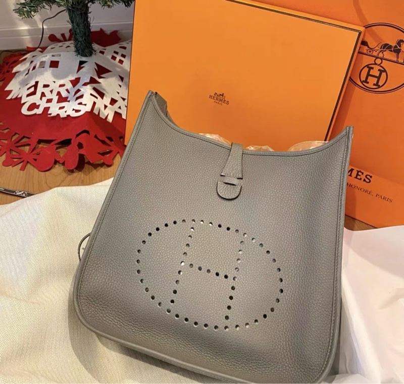 99新 Z刻 HERMES 愛馬仕 積雨雲灰 Evelyne 29銀扣-5