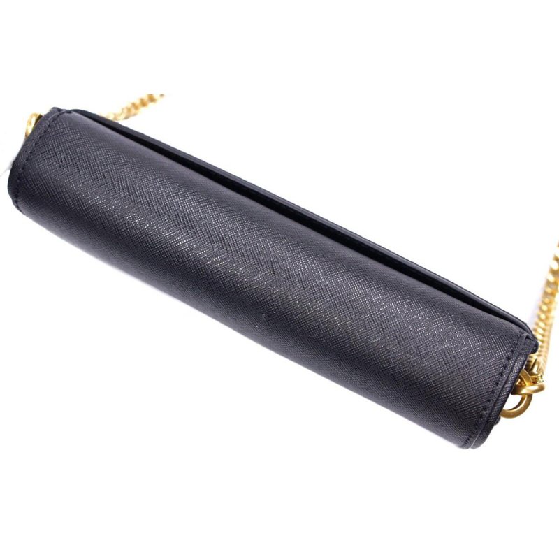 【TORY BURCH】十字紋防刮皮革掀蓋按釦斜背包-黑-2