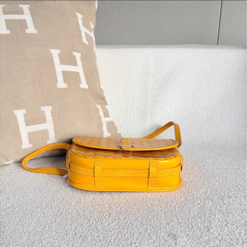 超難買✨吸睛日常款🍋Goyard戈雅亮黃色銀扣Belvedere 小號郵差包斜挎單肩包-11