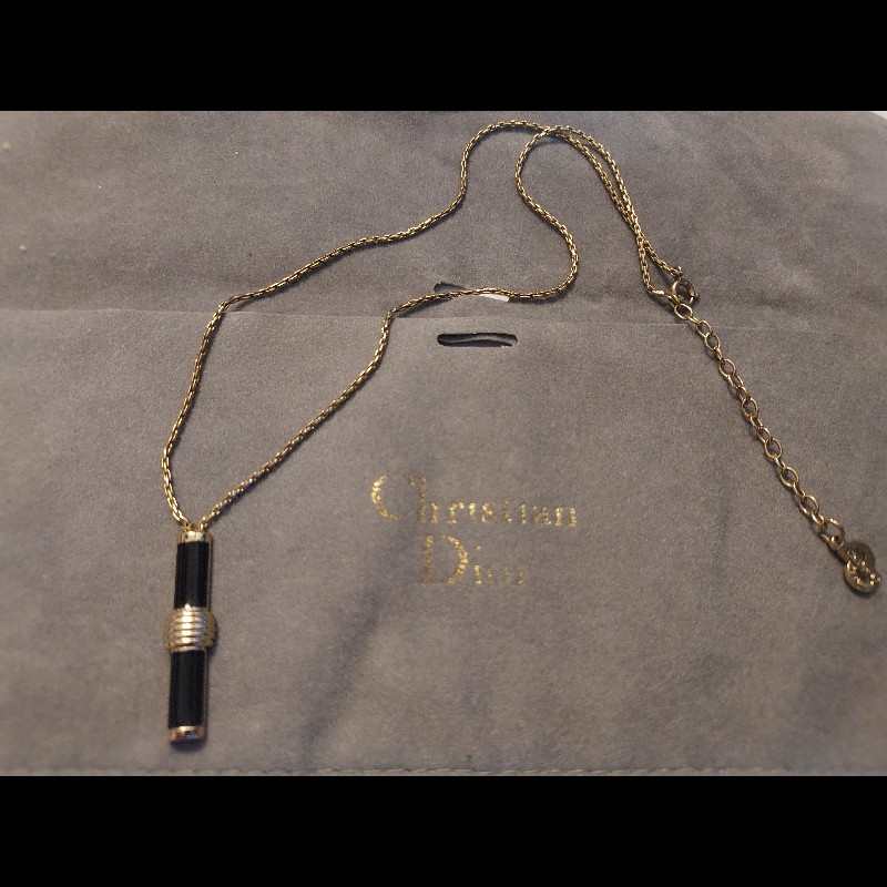 Dior日本中古黑金吊咀頸鍊-10
