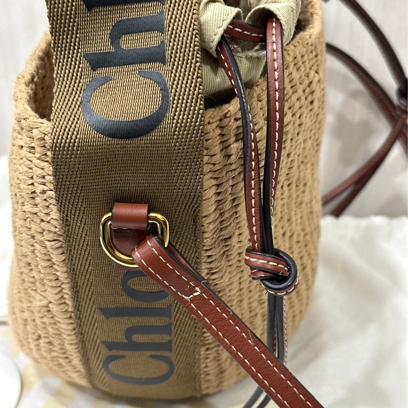 Chloé Woody 織帶草編水桶包-13