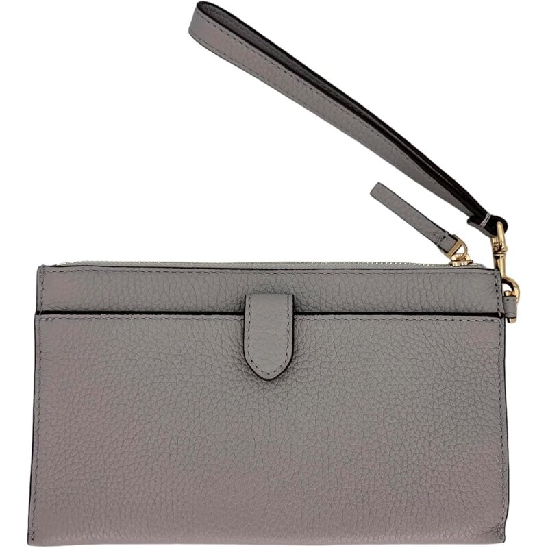 【TORY BURCH】大款拉鍊皮革手拿包-灰-1