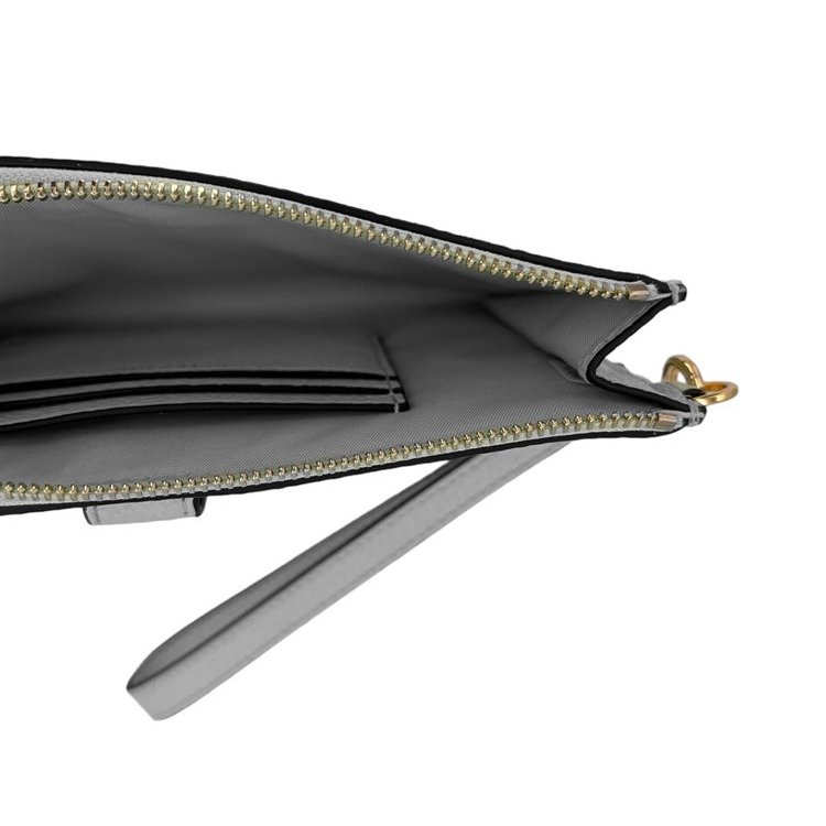 【TORY BURCH】大款拉鍊皮革手拿包-灰-3