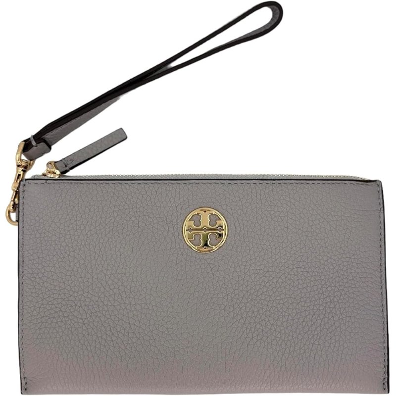 【TORY BURCH】大款拉鍊皮革手拿包-灰-4