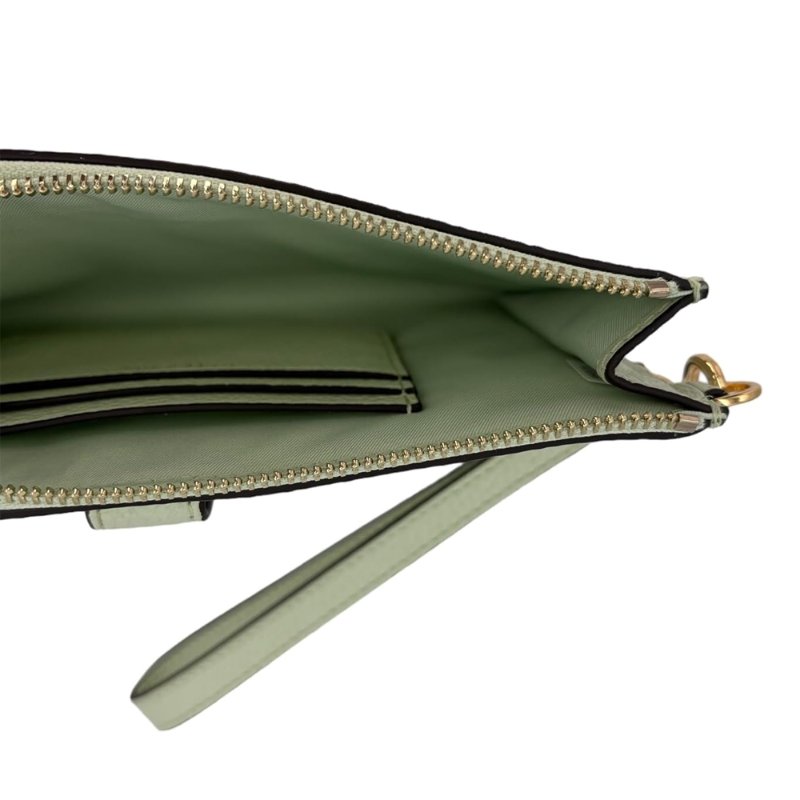 【TORY BURCH】大款拉鍊皮革手拿包-薄荷綠-3