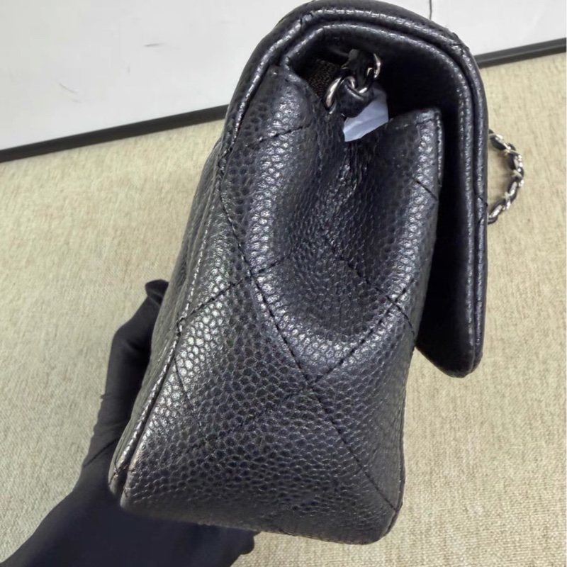 實用熱門款❤️🔥99新🆕Chanel香奈兒黑銀荔枝牛皮大mini cf20單肩斜挎包-11