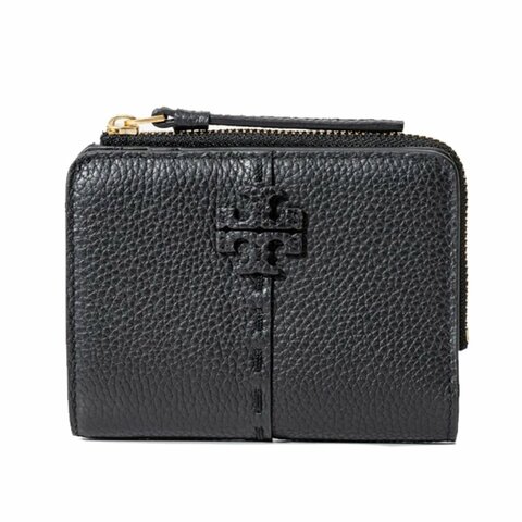 【TORY BURCH】縫線造型按釦短夾-黑