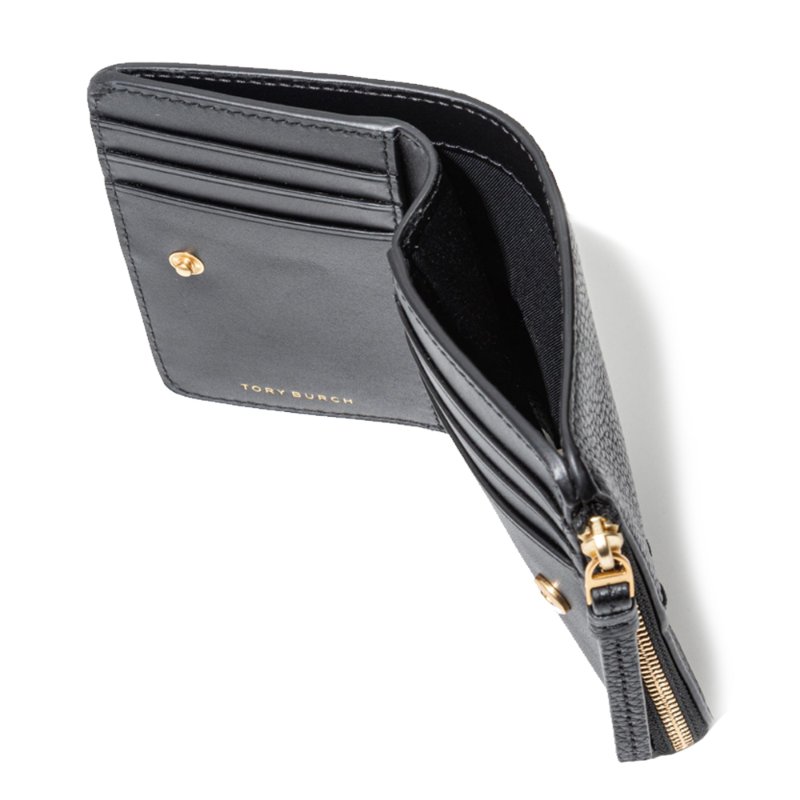 【TORY BURCH】縫線造型按釦短夾-黑-1