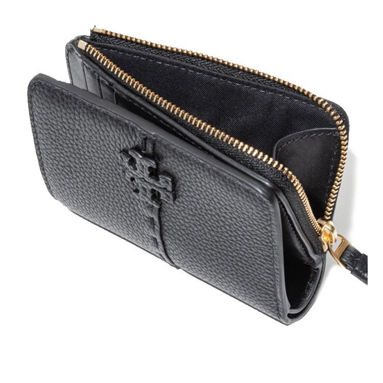 【TORY BURCH】縫線造型按釦短夾-黑-3