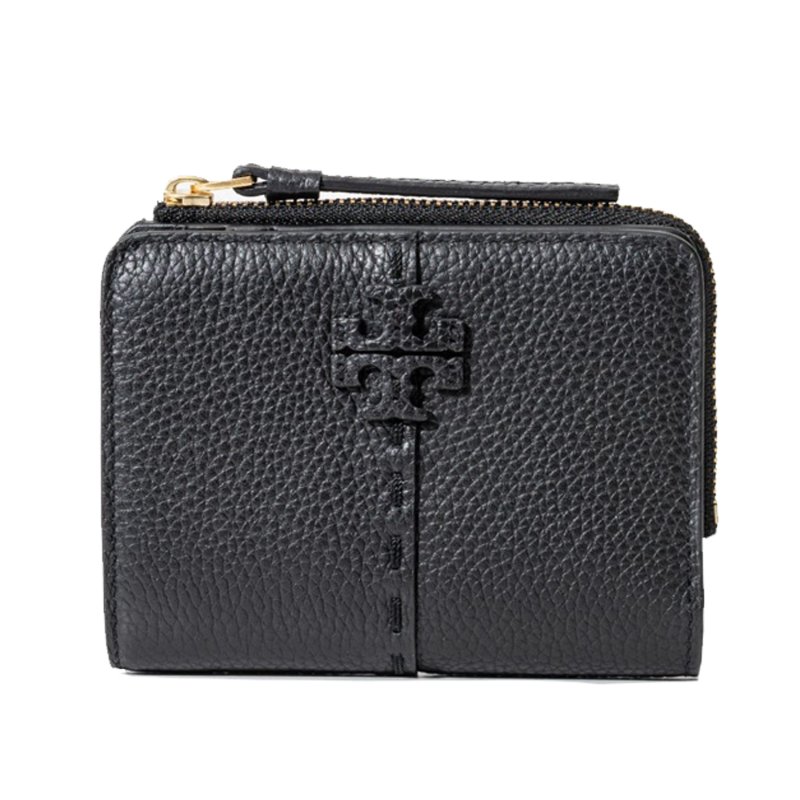 【TORY BURCH】縫線造型按釦短夾-黑-4