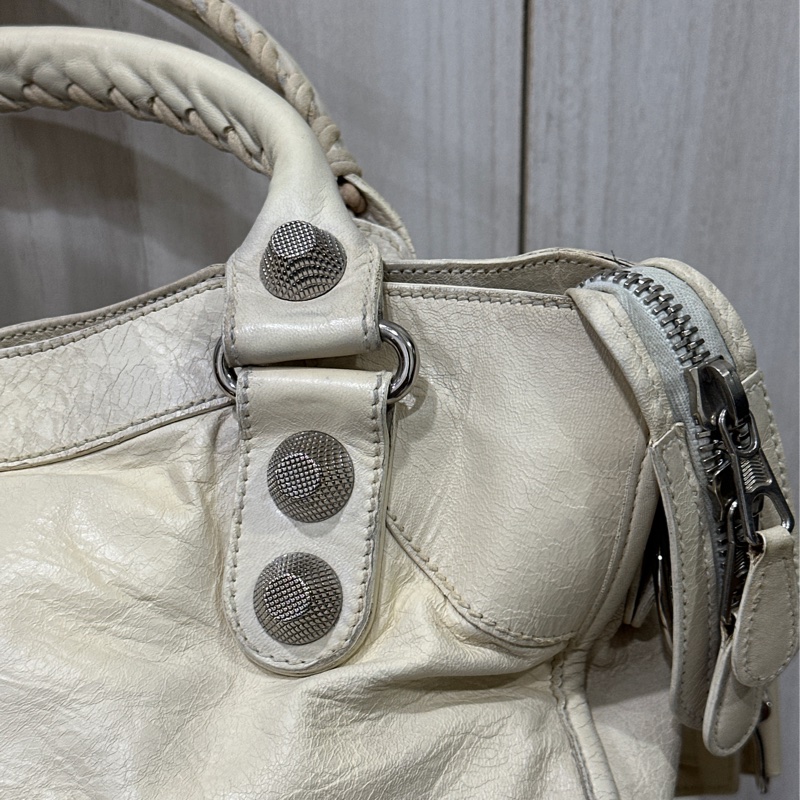Balenciaga Giant City 白色銀扣機車包-26