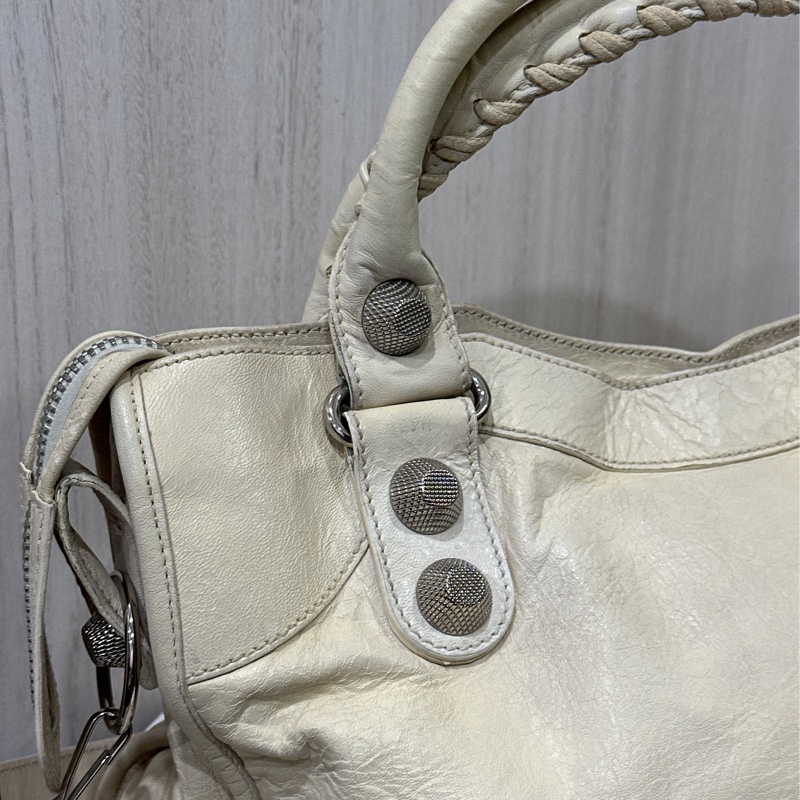 Balenciaga Giant City 白色銀扣機車包-27