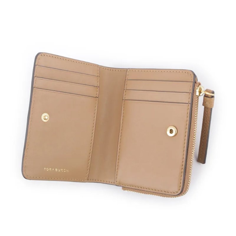 【TORY BURCH】縫線造型按釦短夾-駝-1