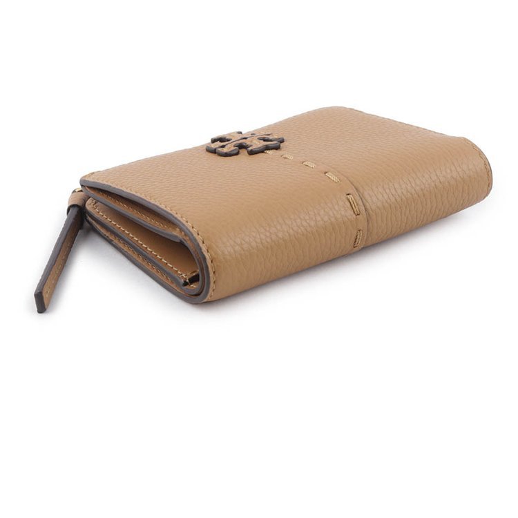 【TORY BURCH】縫線造型按釦短夾-駝-2