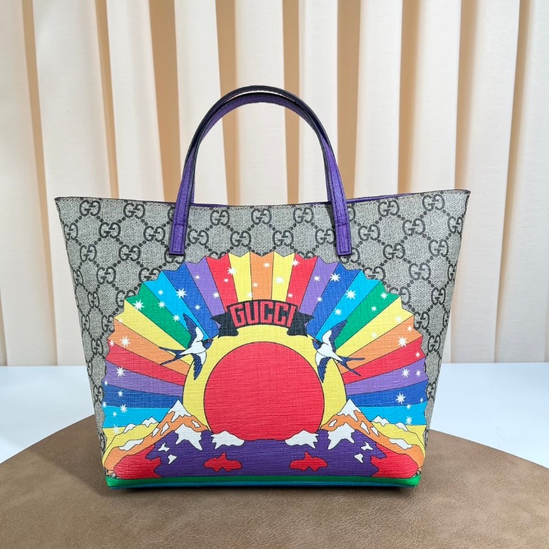 GUCCI古馳 雙G老花陽光彩虹小鳥托特包兒童包 樣子可愛 色彩鮮豔 很適合悠閒逛街用 容量大-5
