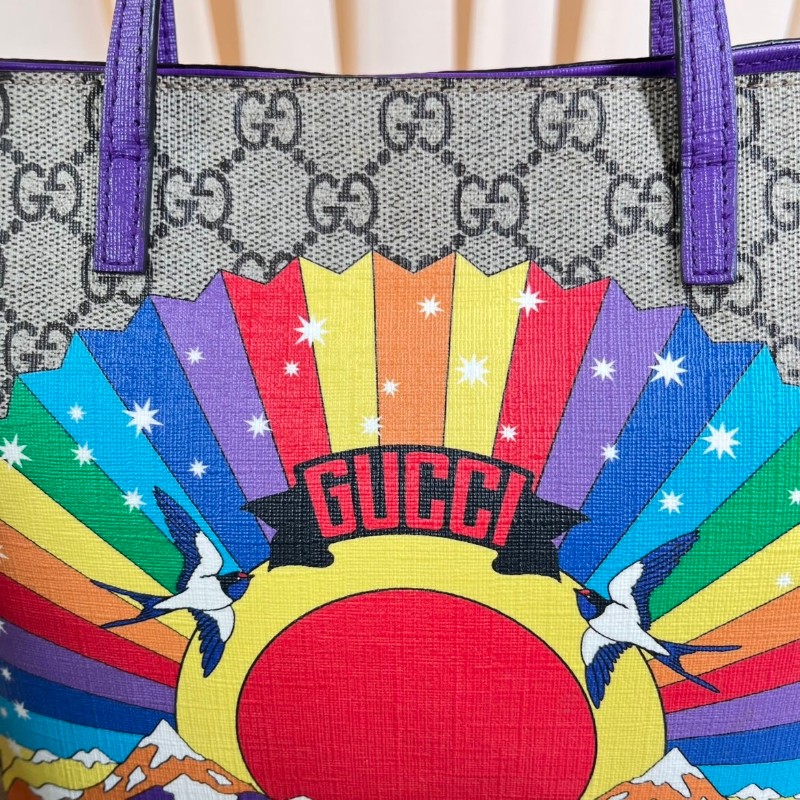 GUCCI古馳 雙G老花陽光彩虹小鳥托特包兒童包 樣子可愛 色彩鮮豔 很適合悠閒逛街用 容量大-6