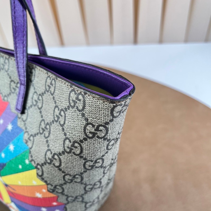 GUCCI古馳 雙G老花陽光彩虹小鳥托特包兒童包 樣子可愛 色彩鮮豔 很適合悠閒逛街用 容量大-9