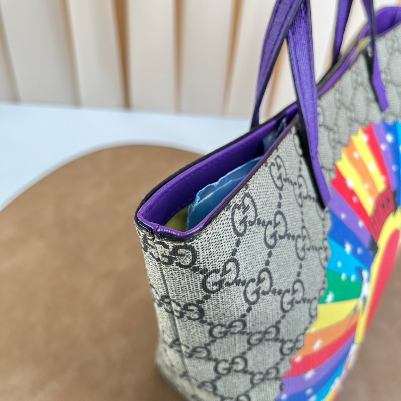 GUCCI古馳 雙G老花陽光彩虹小鳥托特包兒童包 樣子可愛 色彩鮮豔 很適合悠閒逛街用 容量大-10
