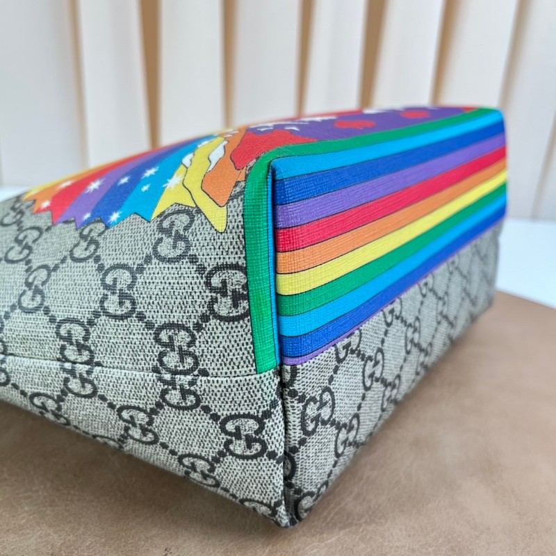 GUCCI古馳 雙G老花陽光彩虹小鳥托特包兒童包 樣子可愛 色彩鮮豔 很適合悠閒逛街用 容量大-12