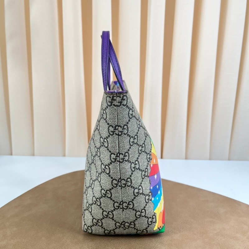 GUCCI古馳 雙G老花陽光彩虹小鳥托特包兒童包 樣子可愛 色彩鮮豔 很適合悠閒逛街用 容量大-13