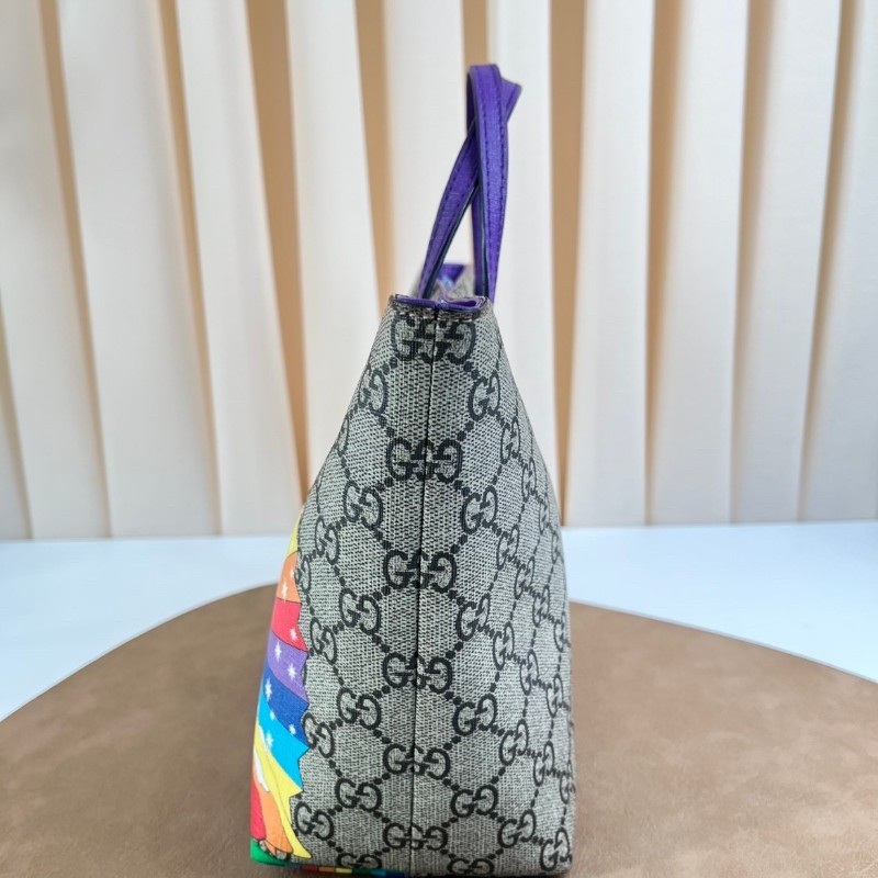 GUCCI古馳 雙G老花陽光彩虹小鳥托特包兒童包 樣子可愛 色彩鮮豔 很適合悠閒逛街用 容量大-14