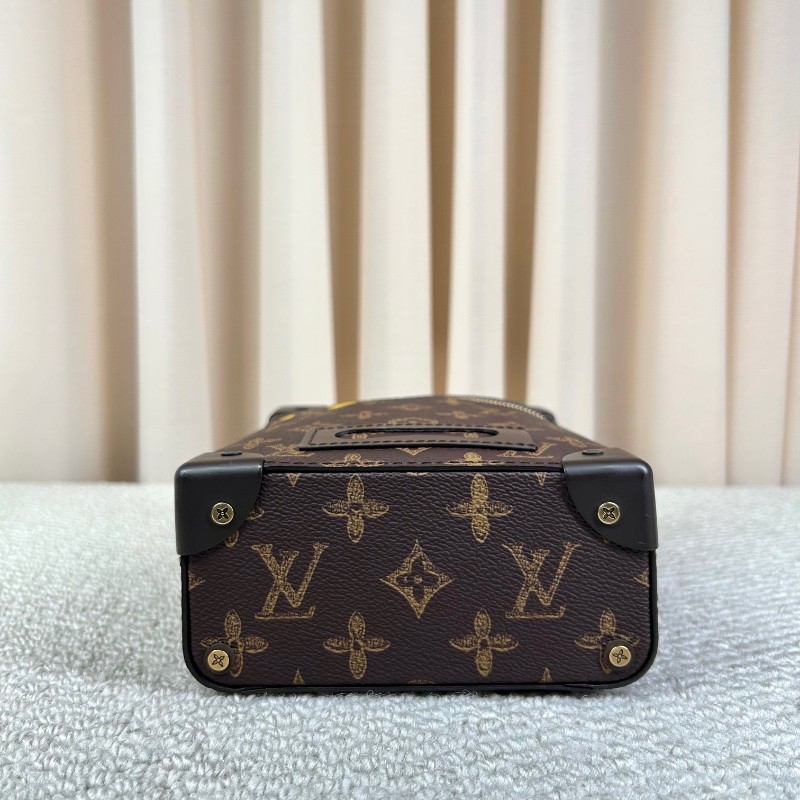 路易威登LV秀款盒子包soft trunk新款限量 有肩帶 可斜挎可單肩可手提 老花獨特設計加上綠色手柄 男女通用 芯片款-4