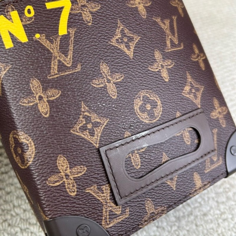 路易威登LV秀款盒子包soft trunk新款限量 有肩帶 可斜挎可單肩可手提 老花獨特設計加上綠色手柄 男女通用 芯片款-8