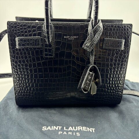 SAINT LAURENT Sac de Jour Baby 鱷魚紋壓花牛皮手提包