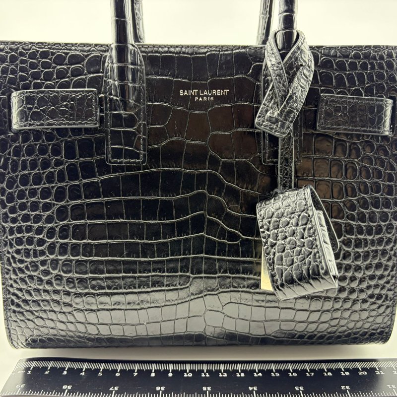 SAINT LAURENT Sac de Jour Baby 鱷魚紋壓花牛皮手提包-9