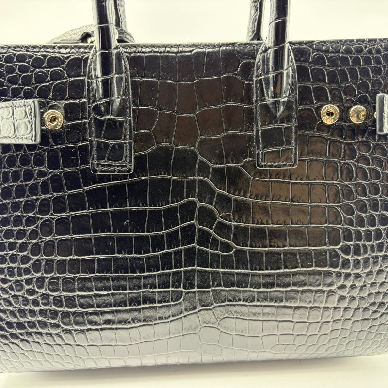 SAINT LAURENT Sac de Jour Baby 鱷魚紋壓花牛皮手提包-10