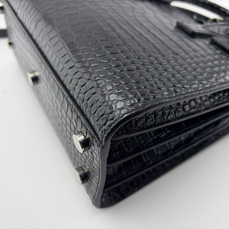 SAINT LAURENT Sac de Jour Baby 鱷魚紋壓花牛皮手提包-13