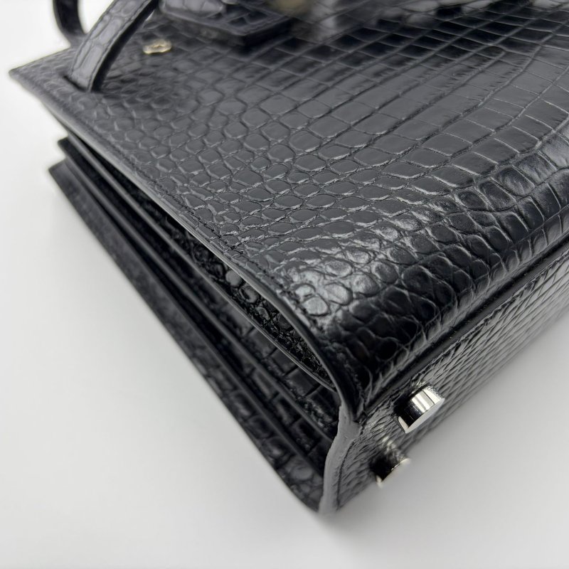 SAINT LAURENT Sac de Jour Baby 鱷魚紋壓花牛皮手提包-14